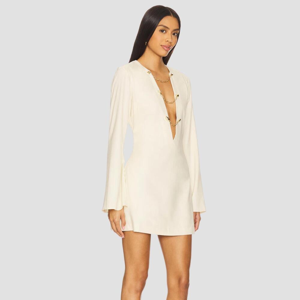 NEW SHANI SHEMER soraya mini kaftan dress in butter - Picture 2 of 3